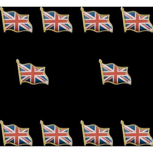 10PCS Union Jack Flag Enamel Waving Lapel Pin Badge/Brooch British