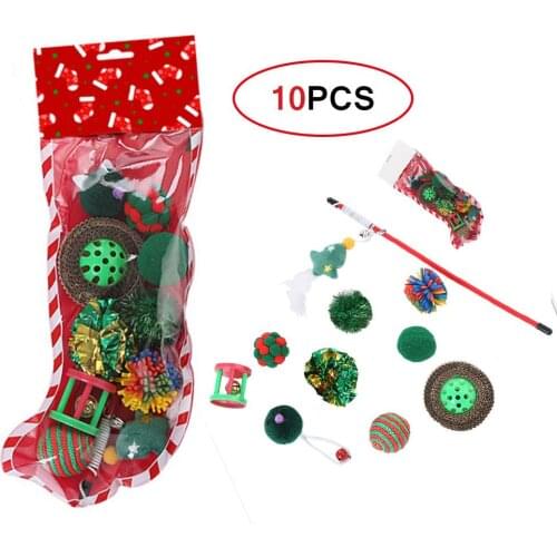 10PCS Christmas Stocking Gift Bag Christmas Tree Hanging New Year Pet Playing Toys Gifts Bag For Christmas Tree Fireplace