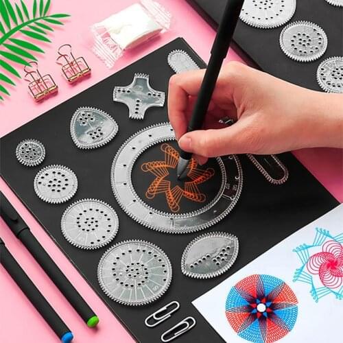 22pcs Spirograph Drawing Toys Set Interlocking Gears Wheels Painting Drawing Accessories Creative Educational Toy Spirographs