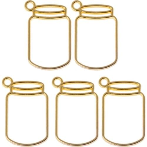 5Pcs Floating Bottles Metal Frame Hollow Pendant Bezels UV Resin Jewelry Making