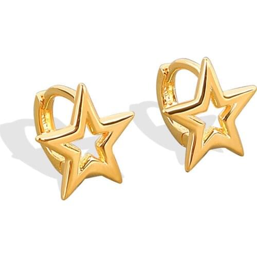 925 Sterling Silver Hollow vStar Hoop Earrings For Women Girls Wedding Party Romantic Elegant Jewelry Pendientes eh1026