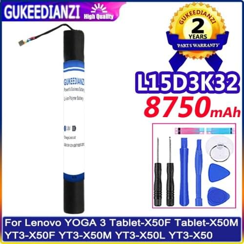 GUKEEDIANZI Battery 8750mAh L15D3K32 L15C3K32 For Lenovo YOGA 3 Tablet-X50F Tablet-X50M YT3-X50F YT3-X50M YT3-X50L Batteries