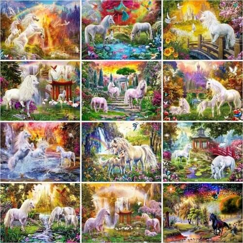 5D Diy Diamond Painting Unicorn Forest Scenery Diamond Embroidery Animal Cross Stitch Rhinestone Mosaic Wall Decoration Art