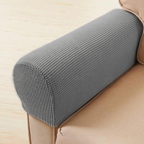 1 Pair Sofa Armrest Covers Stretch Sofa Arm Protectors Jacquard Plaid Armchair Cover Solid Color Couch Slipcover for Living Room