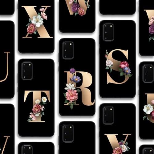 Flower letters R To Z Case for Samsung Galaxy S21 A51 S20 A50 A71 A70 A12 A21S S10 S9 S8 A20 S10e Note 20 10 Plus Ultra Lite TPU