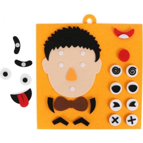 DIY Facial Expressions Puzzle Toys Interactive Parent Child Non-Woven Face Changing Toy Matching Game for Kids Learning