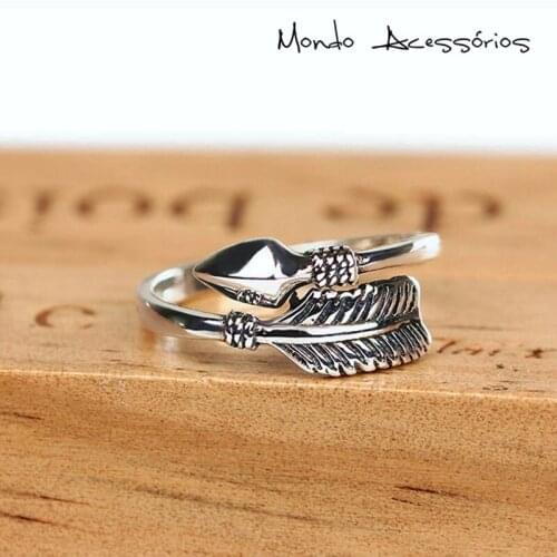 Feather ring silver color good detail adjustable men women ring fashion jewelry