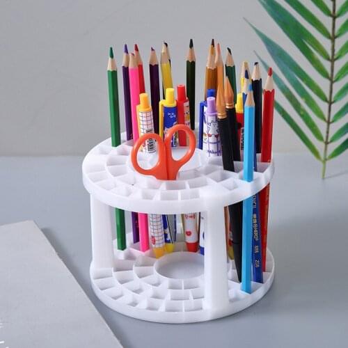 Creative Round Plastic Pencil Holder Brush Pen Collection Storage Stand Set Office School Desk Organizer
