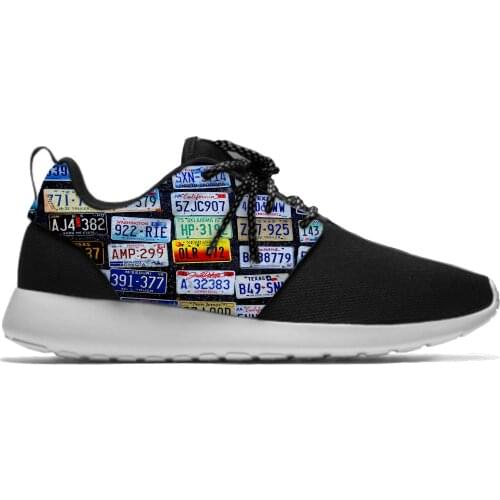 License Car plate number retro Vintage Lightweight Sport Running Mesh Shoes Men Women Casual Breathable Sneakers