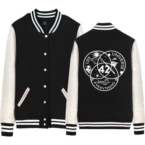 Life Universe Everything 42 Dolphin Flower Sun Ball Cloud Man Jacket Boy Coat Single Breasted Baseball Fleece Winter ZIIART