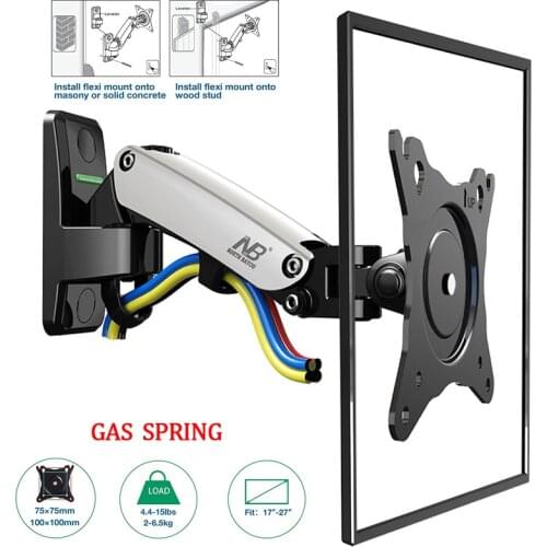 NB F120 TV Monitor Wall Mount Bracket 17-27" Gas Spring Full Motion Articulating Swivel LCD Monitor Holder Aluminum Arm Bracket
