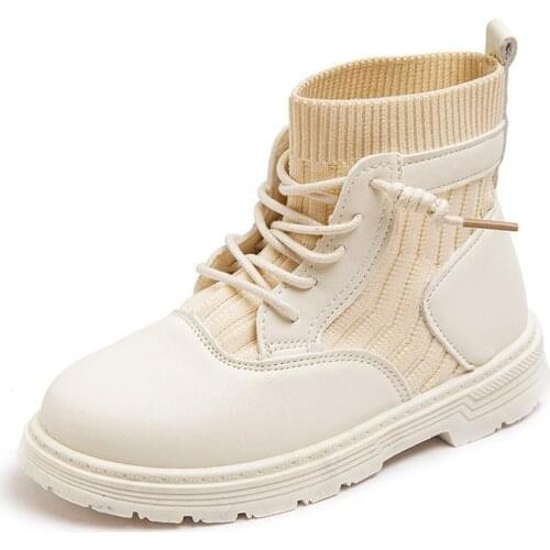 Autumn Kids Black Sock Shoes Girlish Winter 2020 For Princess ChildrenS Shoes For Girl Boots Leather School 3 4 5 6 9 12 Years