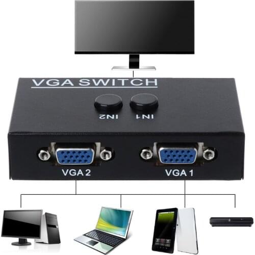 2 Ports Switcher Splitter 2 Ways VGA Video Switch Adapter Converter Box for PC Monitor Accessories
