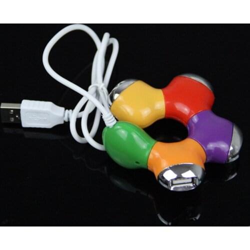 Rotatable Colorful USB 2.0 Hub, USB 2.0 Extension 4 Port Data USB Hub Adapter for U Disk Laptop Tablet Computer PC