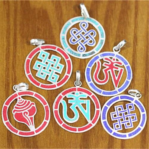 TBP714 Tibetan Amulet Pendant Endless Knots OM Eight Auspicious Mix Wholesale
