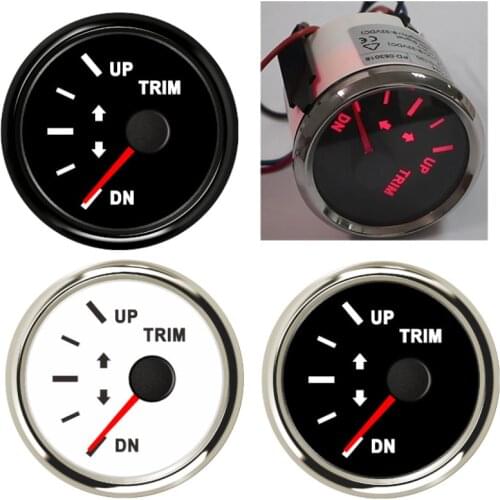 52mm Marine Boat Trim Gauge UP-DN 0-190ohm 167-10ohm With Red Backlight 12V 24V For Inboard Outboard Engine Car motorcycle