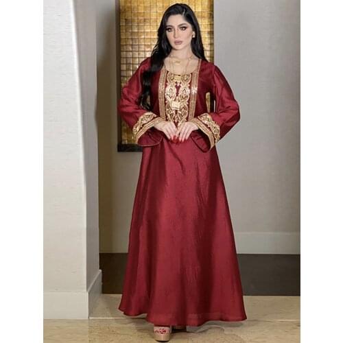 Sequins Dubai Jalabiya Dress Loose Women Arabic Middle East Ethnic Abaya Gown Muslim Islamic Clothes Morocco Oman Party Evening