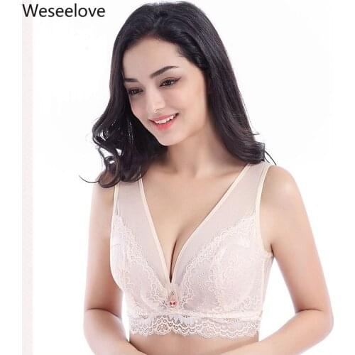 Weseelove New Summer Plus Size Bra Womens Lingerie Push Up Bras Lace Bralette Woman Sexy Adjustable and Comfortable Bras E112-1