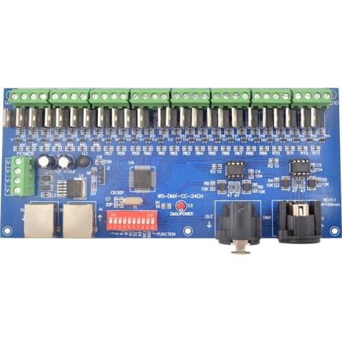 WS-DMX-CC-24CH 24CH DMX512 Decoder 8 Groups 24 Channels DMX512 XRL 3P LED Decoder Dimmer Controller for RGB LED Strip Lighting