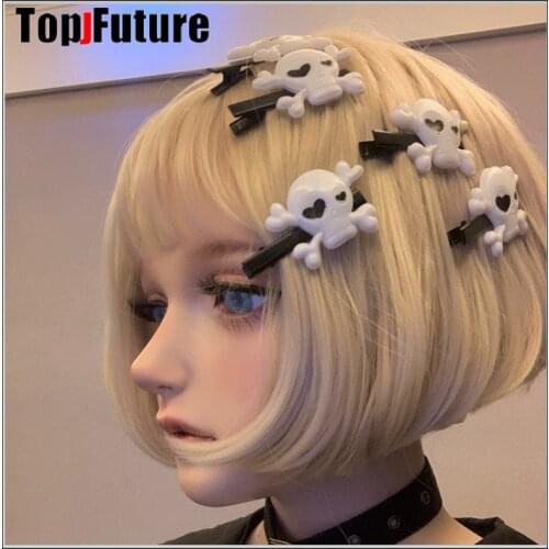 Girl Japanese Samurai Ninja Skull pins Punk Skull hairpin headdress bangs different colour bloody punk cool pins hair pin