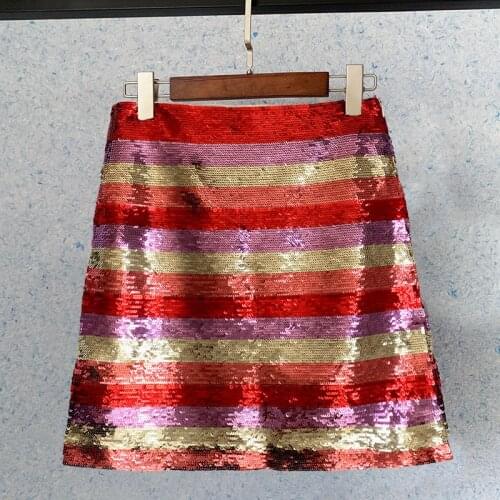 Street Sexy Club Sequin Slim Luxury High Waist A-Line Skirt Beading Fashion Short Skirt Women Summer Party Clothes New 2021