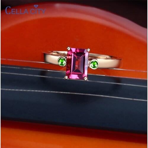 Cellacity Simple Silver 925 Jewelry Geometry Rectangle Gemstone Ring For Women Adjustable Opening Resizable Female Gift Party