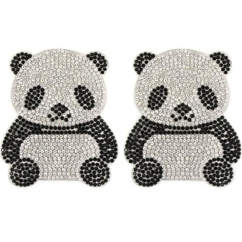 1Pcs Panda Rhinestone Patches Cute Animal Applique Iron On Transfer Sequined Patches For Bags/T-Shirt/Jeans Applique On Clothesa