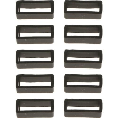 10 Pieces Rubber Watch Band Strap Loops Black Silicone Replacement Resin Watch Bands Keeper Holder Retainer Size 20mm