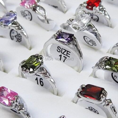 Hot Selling New 10pcs Top Pure Mix Shape Big Cubic Zirconia Fashion Women Rings for Party Wedding Eagagement Free Shipping A151