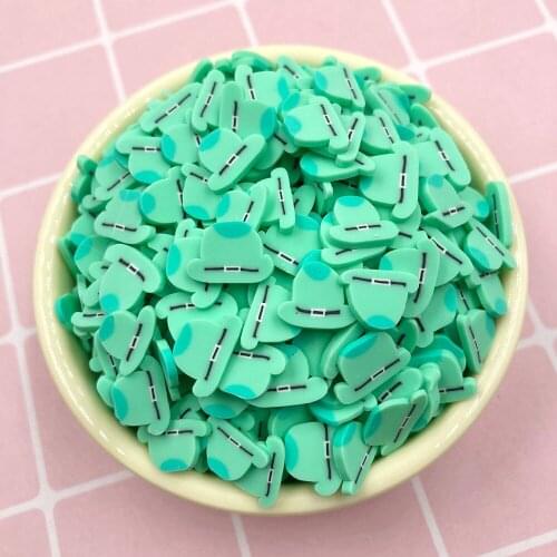 100g Cool Green Hat Slice Polymer Soft Clay Plastic Klei Mud Particles For Card Making Tiny Cute DIY Crafts 5mm 10mm