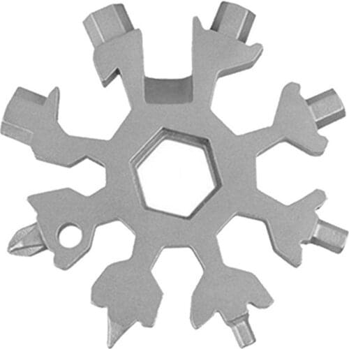 19 In 1 Portable Screw Wrench Snowflake Camp Key Ring Outdoor Wrench Hexagon Pocket Tool Corkscrew Tool For Home Reparing