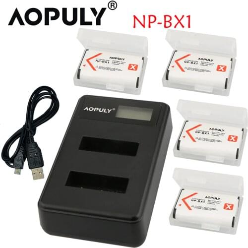 4pcs NP-BX1 NP BX1 Battery + Charger for Sony Cyber-shot RX1 RX100 RX100 IV WX300 H400 HX300,HDR-AS10 AS200VR CX240 PJ275 PJ440