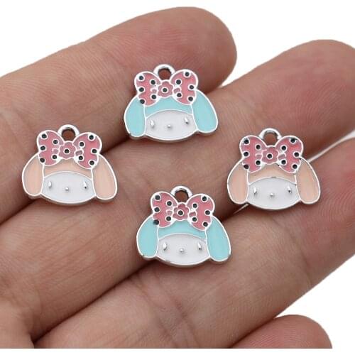 5PCS Silver Plated Enamel Girl Charms Pendants for Jewelry Making Necklace DIY Bracelet Handmade Craft