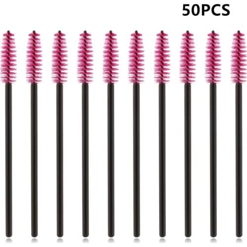 50Pcs Eyelash brush Disposable Red Mascara Brush Micro Eyebrow Brush Wands Applicator Brushes Comb Beauty Tools