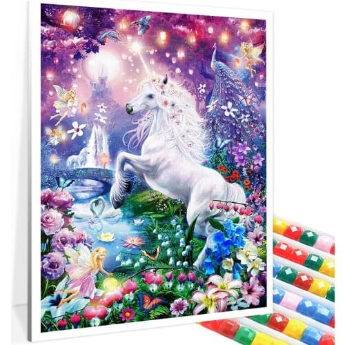 5D DIY Diamond Painting Cartoon Unicorn Full Diamond Animal Diamond Embroidery Mosaic Art Childrens Bedroom Decoration Gift