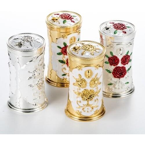 Vintage Flower Carved Toothpick Holder Zinc Alloy Toothpick Dispenser Organizer Household Table Toothpick Storage Box Decor