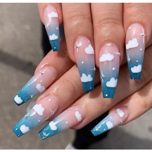 Pointy Long Pink Acrylic False Nails Tips Fake Nails Stickers Artificial Nails With Design Women Nail Supplies for Professionals