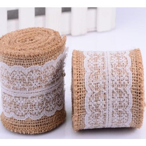 Jute Ribbon 2 Meter 6cm Natural Burlap Fabric Roll Hessian Ribbon Trims Wedding Cake Rustic Decoration Party Crafts Supplies