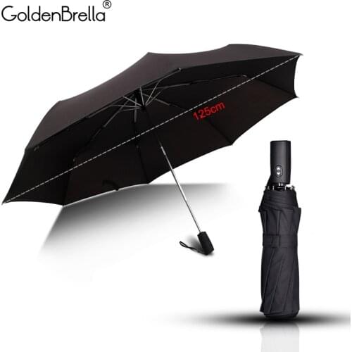 Brand Quality Automatic Umbrella Rain Women Man Wind Resistant 3Folding Large 125cm 8Rib Windproof Gift Golf Car Men Umbrella
