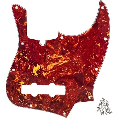 FLEOR Red Tortoise Shell JB J Bass Pickguard Guitar Scratch Plate 10 Hole & Pickguard Screws