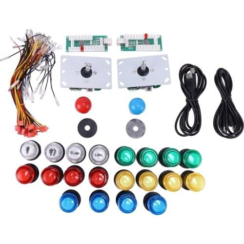 HOT-DIY Arcade Joystick Kit USB Computer Joystick with Light Chip 5V Support PC / Android / PS3