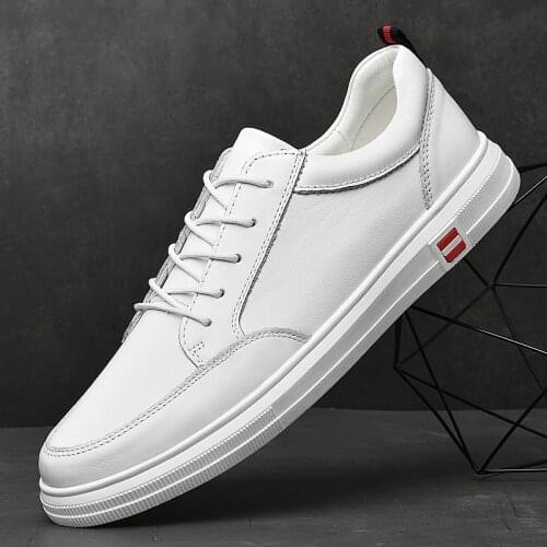 Classic White Shoes Men Genuine Leather Casual Mens Shoes Lace Up Breathable Walking Shoes For Man Luxury brand Male Sneakers
