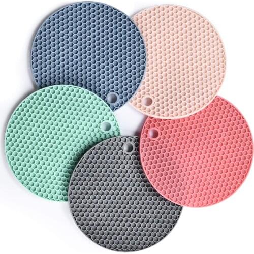 Round Silicone Heat Insulation pad Thickened Dining Coaster Casserole mat Non-Slip mat AntiScald mat high Temperature Resistance
