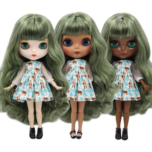 ICY DBS Blyth doll 1/6 bjd articulated doll joint body green mix silver hair 30cm nude doll