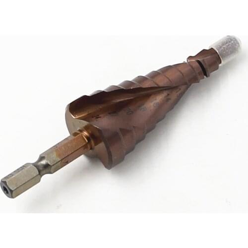 M35 HSS-CO Step Drill Bits 6-24mm Metalworking Spiral Groove 1/4'' Hex Shank Stainless Steel Tapping Cobalt Plating