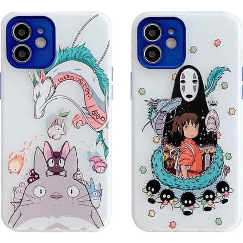 Spirited Away Anime Semitransparent Matte Case for iPhone 12 11 Pro Max XS XR X 8 7 Plus Shockproof Cover Plated Button