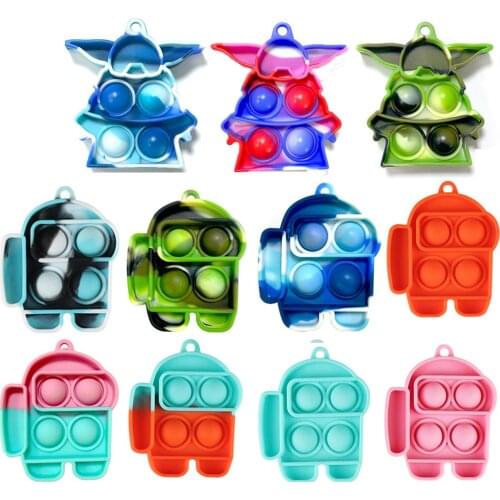 Mini Fidget Antistress Simple Dimple Sensory Toy Children Adult Anti stress Relief Squeeze Pushs Bubble Dimple Keychain juguetes