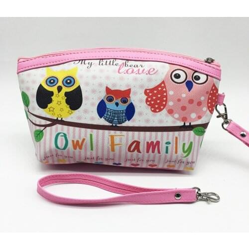 Fashion Cute Cartoon Owl Pencilcase Pen Pencil Bag PU Leather Cosmetic Bags Makeup Handbags Storage Coin Wallets Stationery Gift