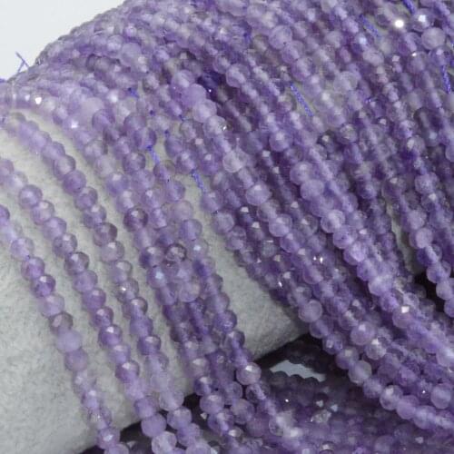 Natural Light Amethyst Faceted Rondelle Beads 3x4mm