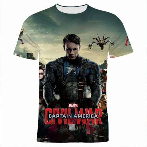2021 New Fashion T Shirt For Male Marvel Captain America 3D Print Summer Men Women T-shirts Short Sleeve Boy Girl Kids Clothes